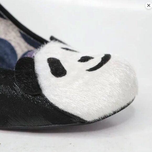 Irregular Choice Cougar Cubs Metallic Leather Pumps Lucite Heel Black White Shoe - Picture 7 of 15